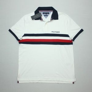 TOMMY HILFIGER White Polo CUSTOM FIT Rugby Shirt